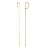925 Silver C Shape Tassel Drop Earrings 18k Wedding Party Gift