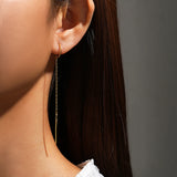 925 Silver C Shape Tassel Drop Earrings 18k Wedding Party Gift