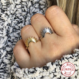 925 Silver Smooth Line Semicircle Ring Anillos Rings Wedding Jewelry