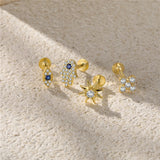 925 Silver Evil Eye Snake Hamsa Hand Ear Studs