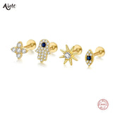 925 Silver Evil Eye Snake Hamsa Hand Ear Studs