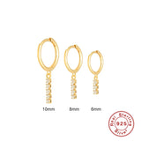 925 Silver Zircon Long Line Drop Earring Crystal Dangle Piercing Jewelry