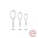 925 Silver Zircon Long Line Drop Earring Crystal Tassel Dangle Jewelry