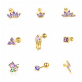 925 Silver Purple Zircon Piercing Earrings Collection