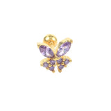 925 Silver Purple Zircon Piercing Earrings Collection