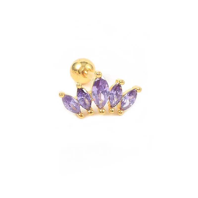 925 Silver Purple Zircon Piercing Earrings Collection