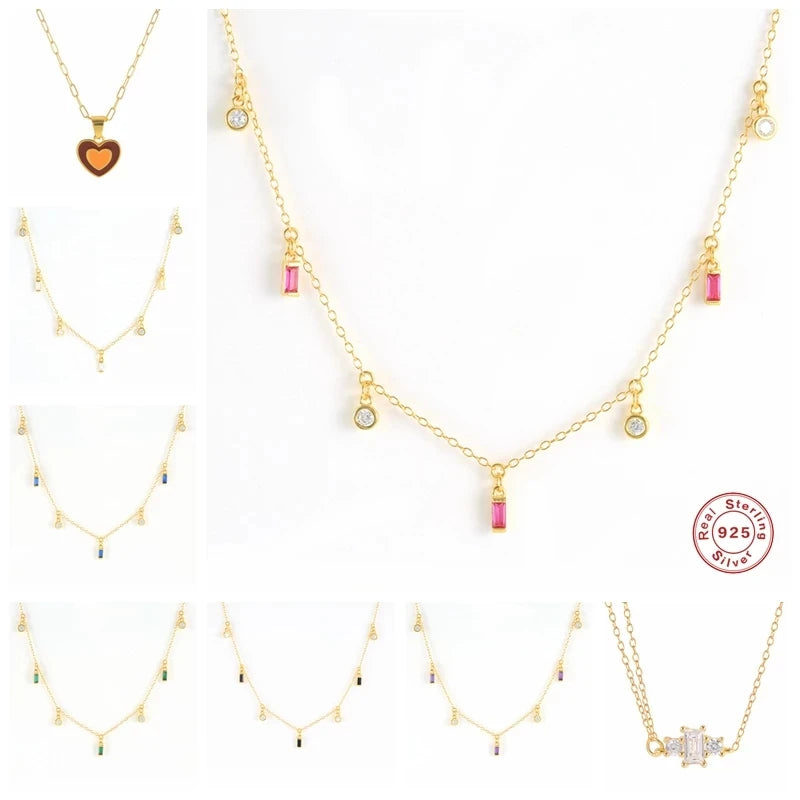 925 Silver Pink Zircon Heart Charm Necklace