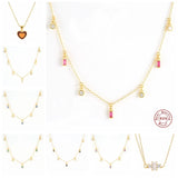 925 Silver Pink Zircon Heart Charm Necklace