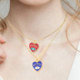 925 Silver Enamel Evil Eye Heart Pendant Necklace Zircon Palm Charm Thick Chain