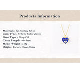 925 Silver Enamel Evil Eye Heart Pendant Necklace Zircon Palm Charm Thick Chain