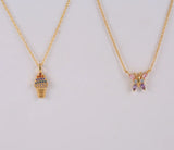 925 Silver CZ Butterfly Pendant Necklaces For Women