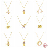 925 Silver CZ Butterfly Pendant Necklaces For Women