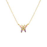 925 Silver CZ Butterfly Pendant Necklaces For Women