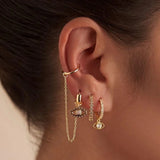 925 Silver Zircon Evil Eyes Charm Dangle Earrings CZ Pave 8mm Hoop Fine Jewelry