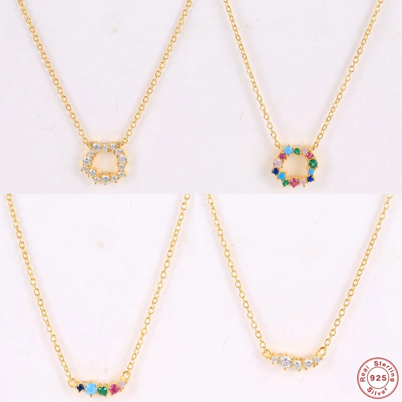 925 Silver Rainbow Crystal Garland Pendant Necklace