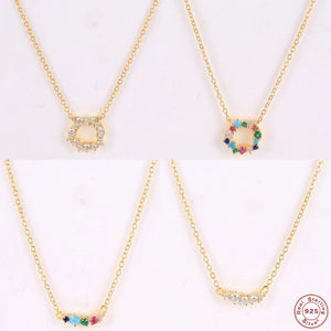 925 Silver Rainbow Crystal Garland Pendant Necklace