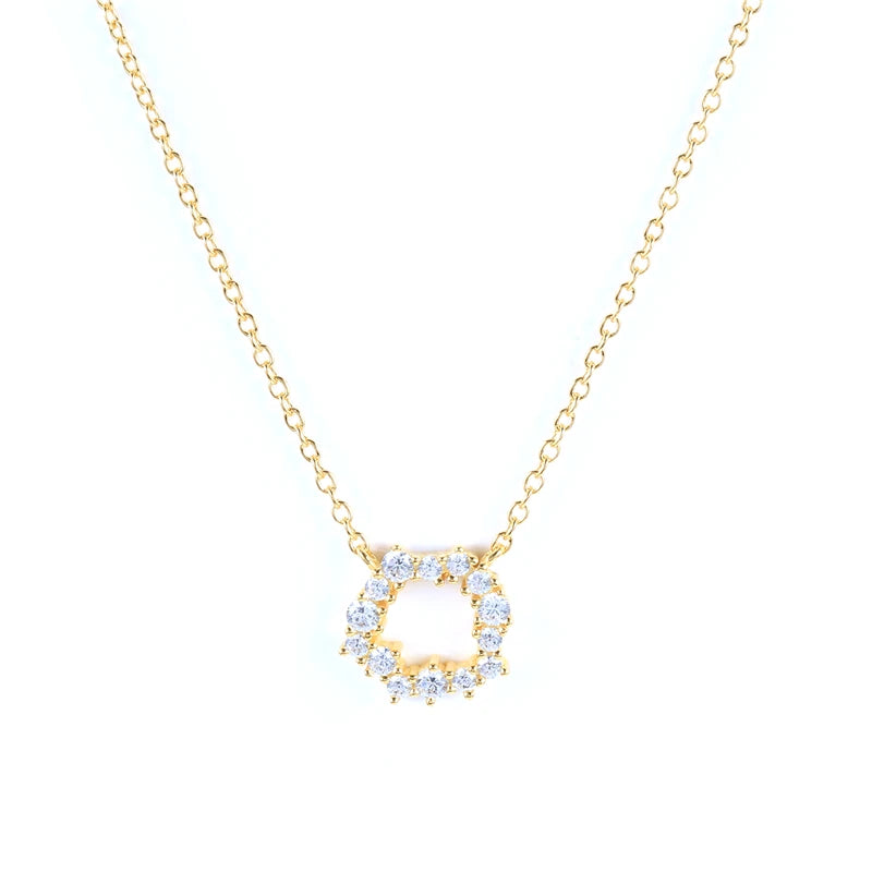 925 Silver Zircon Garland Pendant Necklace Women Rainbow Crystal Charm