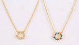 925 Silver Zircon Garland Pendant Necklace Women Rainbow Crystal Charm