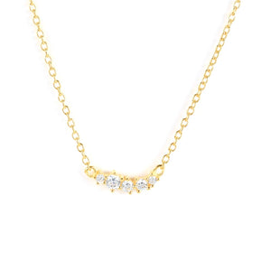 925 Silver Zircon Garland Pendant Necklace Women Rainbow Crystal Charm