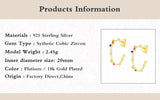 925 Silver Crystal Circle Hoop Earrings Rainbow Zircon C Shape Piercing