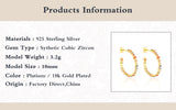 925 Silver Crystal Circle Rainbow Hoop Earrings Women Jewelry