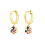 925 Silver Crystal Hoop Earrings Rainbow Zircon Circle Huggie Jewelry