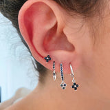 925 Silver Colorful Flower Stud Earrings For Women