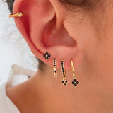 925 Silver Floral Stud Earrings Turquoise Red Purple Zircon