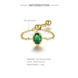 925 Silver Oval Zircon Chain Rope Rings For Women