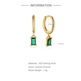925 Silver Colorful Zircon Pave Hoop Earrings For Women