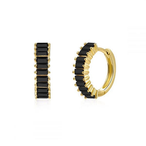 925 Silver Colorful Zircon Pave Hoop Earrings For Women
