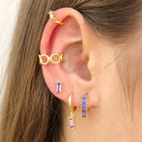 925 Silver Colorful Zircon Pave Hoop Earrings For Women