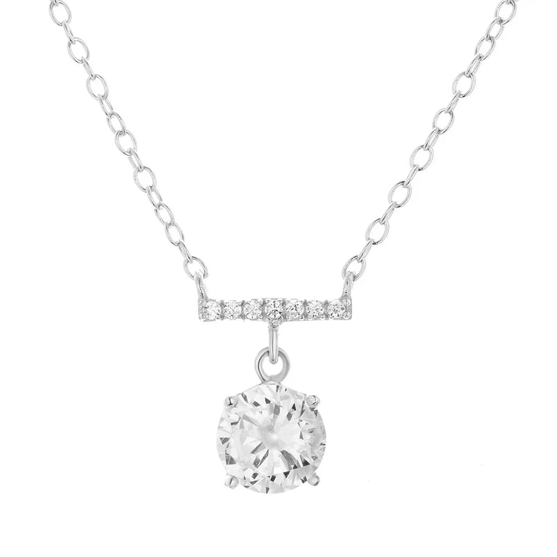 925 Silver Colorful Zircon Pendant Necklace Crystal Choker