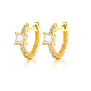 925 Silver Colorful Crystal Hoop Earrings Pave Zircon Circle 9mm