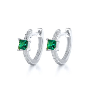 925 Silver Colorful Crystal Hoop Earrings Pave Zircon Circle 9mm