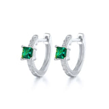 925 Silver Colorful Crystal Hoop Earrings Pave Zircon Circle 9mm