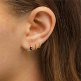 925 Silver Colorful Crystal Hoop Earrings Pave Zircon Circle 9mm
