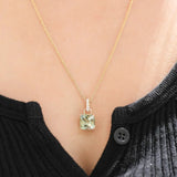 925 Silver Square Zircon Pendant Choker Necklace