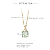 925 Silver Square Zircon Pendant Choker Necklace
