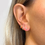 925 Silver Colorful Zircon Studs Flower Earrings for Women Girls