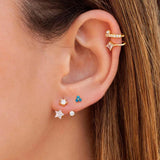 925 Silver Flower Zircon Stud Earrings Colorful Women's Piercing Gift