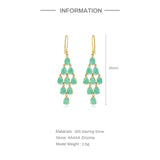 925 Silver Water Drop Zircons Tassel Earrings