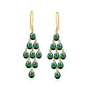 925 Silver Water Drop Zircons Tassel Earrings