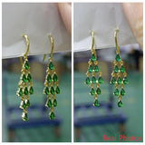 925 Silver Water Drop Zircons Tassel Earrings