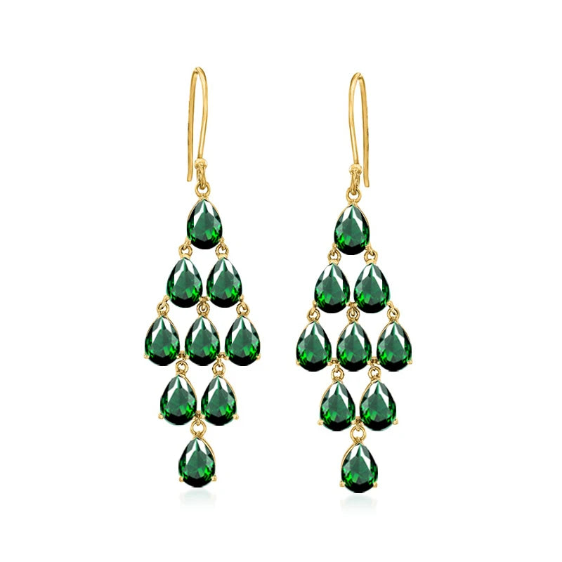 925 Silver Water Drop Zircons Tassel Earrings