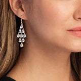 925 Silver Water Drop Zircons Tassel Earrings