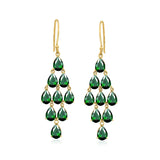 925 Silver Water Drop Zircons Tassel Earrings