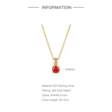 925 Silver Zircon Birthstone Necklace for Women Bride Pendant