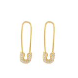 925 Silver Rainbow Zircon Safety Pin Stud Earrings