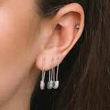 925 Silver Rainbow Zircon Safety Pin Stud Earrings